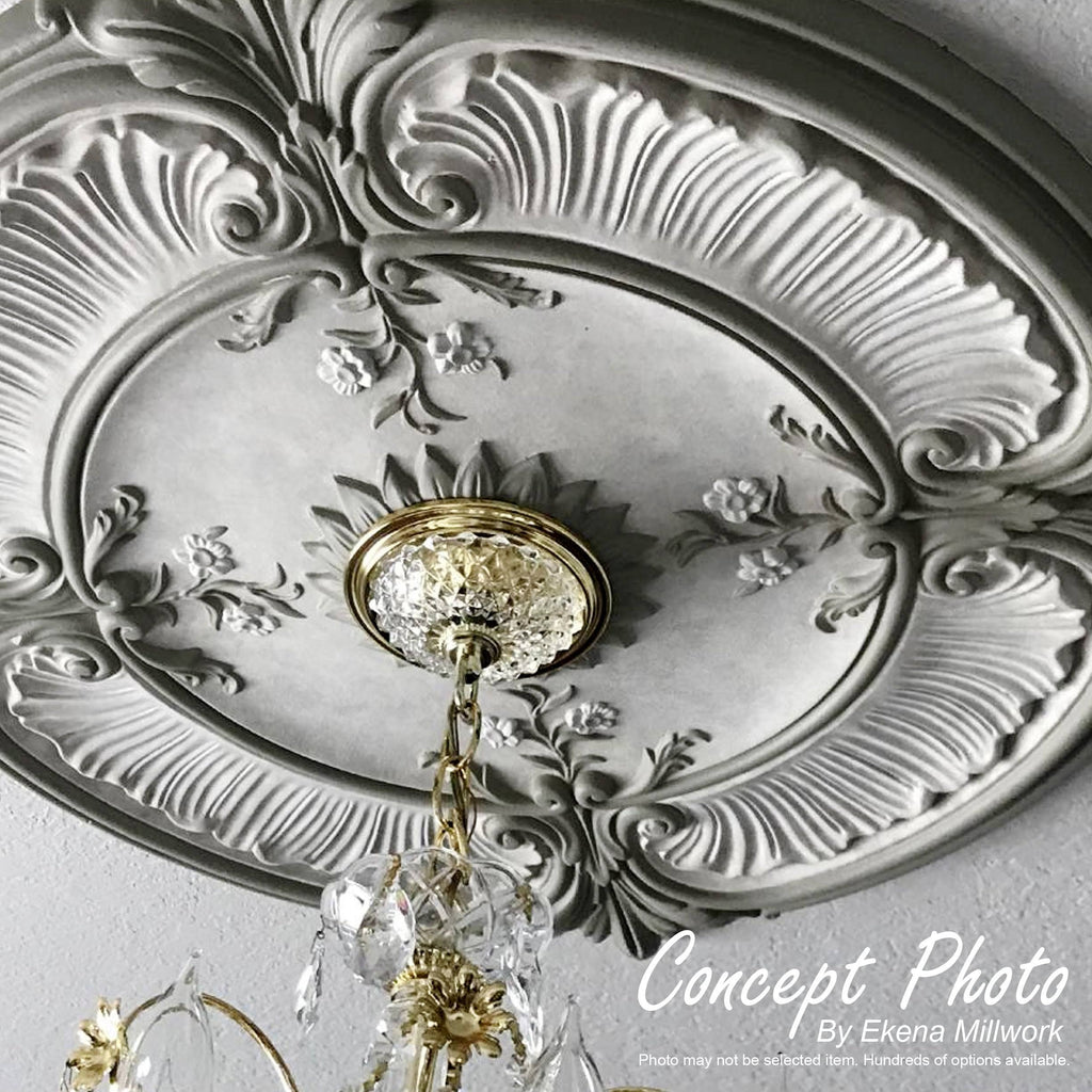 24 1/4 inchod x 3 7/8 inchid x 2 inchp Hand-Painted Rich Gold Ceiling Medallion W386