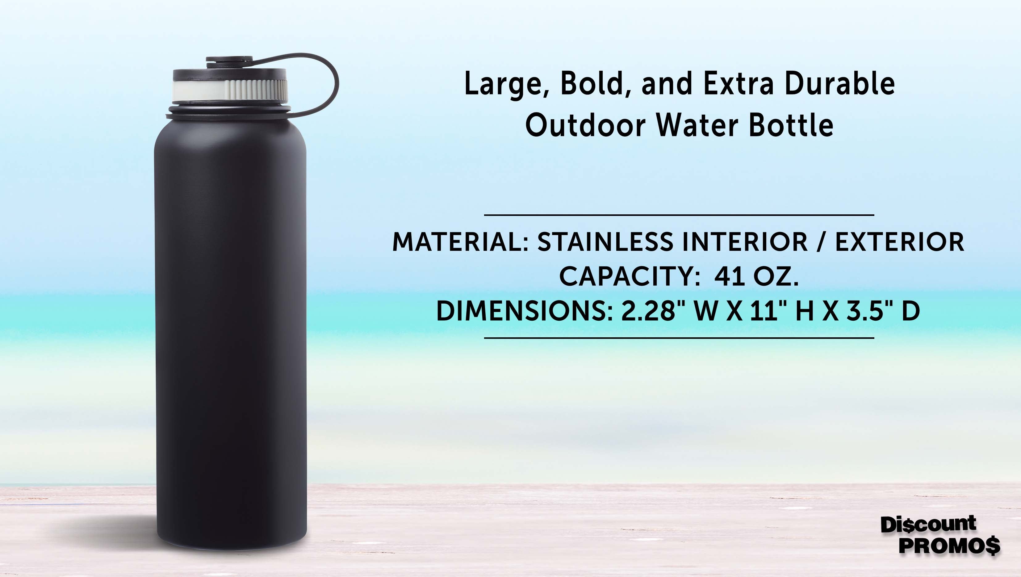 6 Stainless Steel Vacuum Water Bottles Set, 41 oz. Black O269
