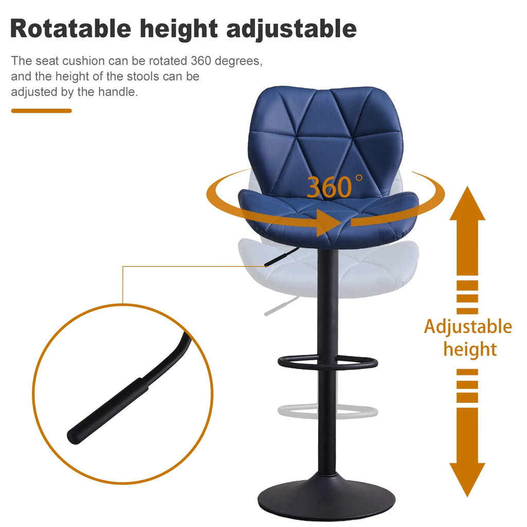 Blue Faux Leather Bar Stools Set of 2 with Footrest Y464