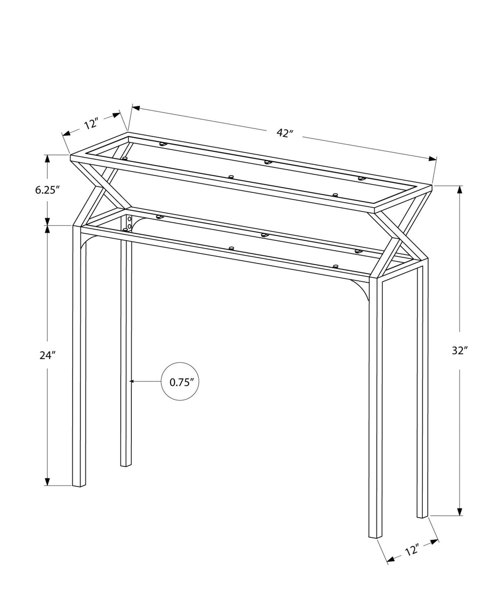 Silver Metal Hall Console Table Z379
