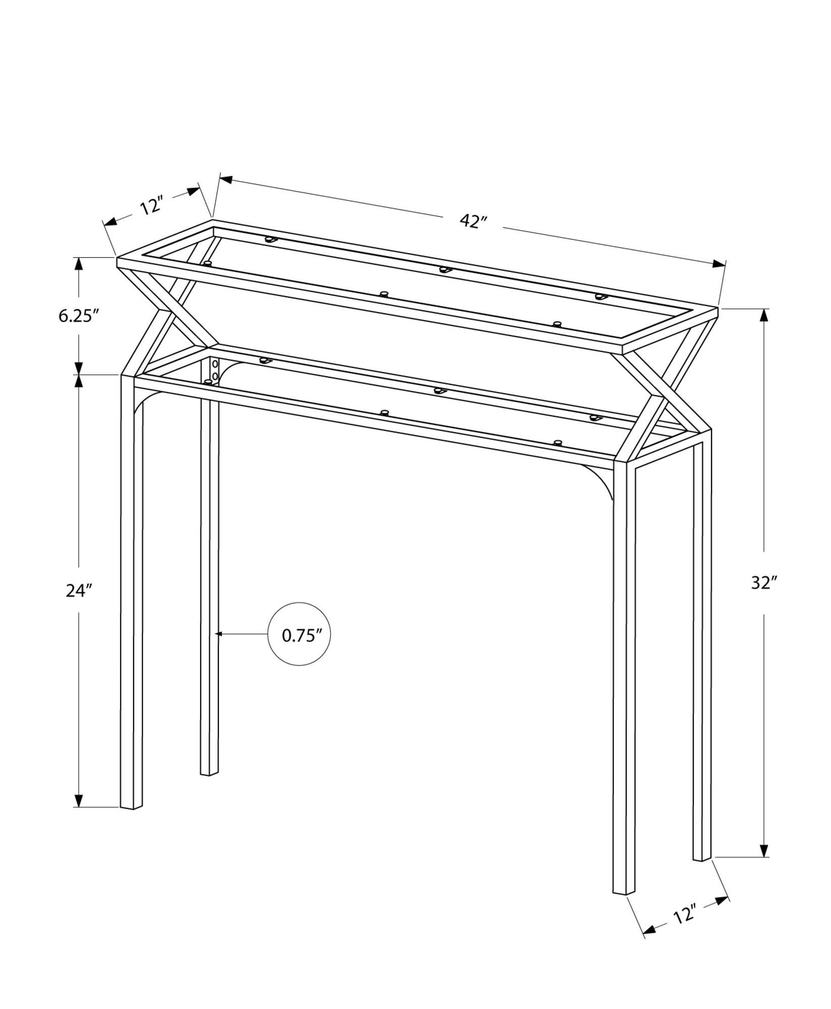 Silver Metal Hall Console Table Z379