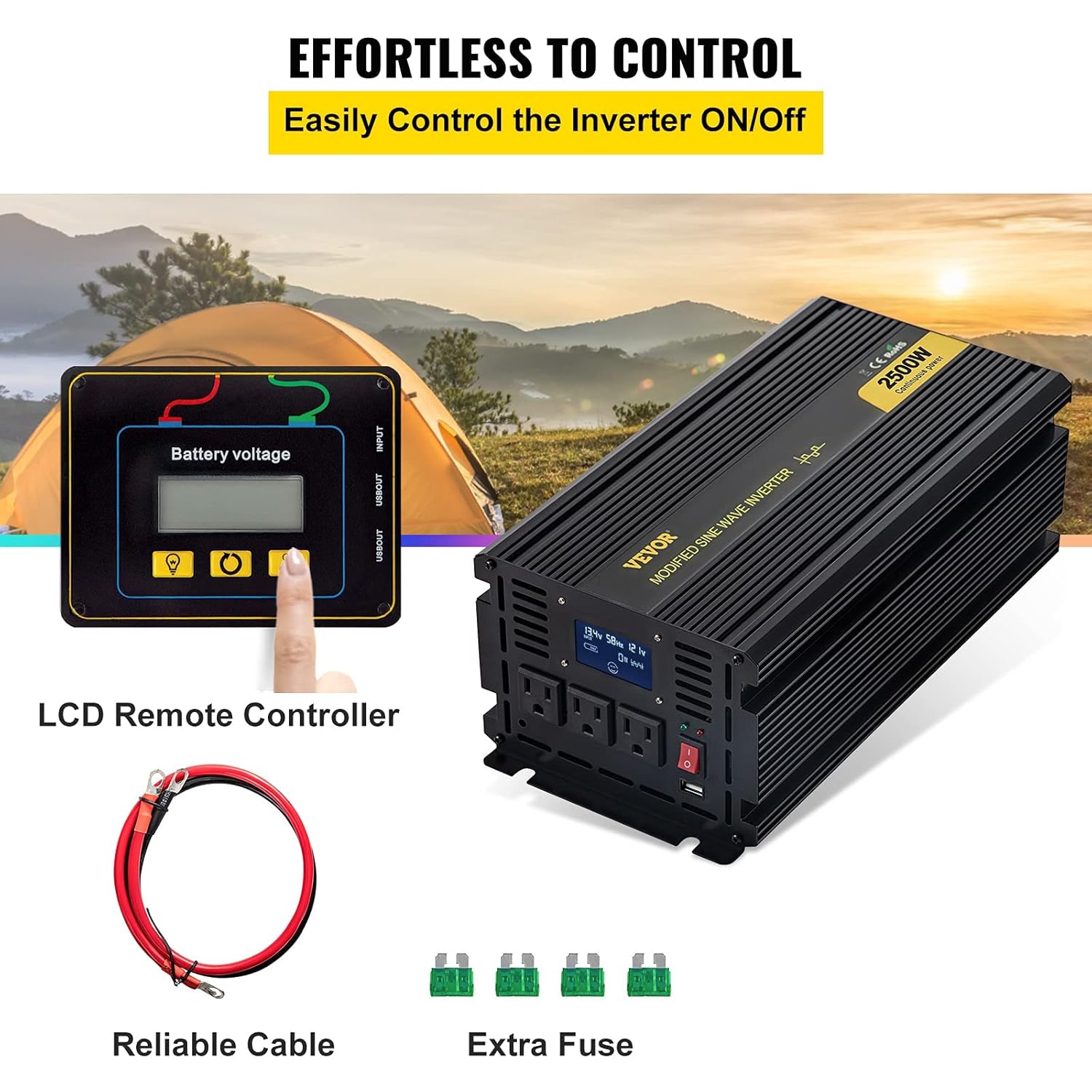 2500W Modified Sine Wave Power Inverter with LCD Display M620