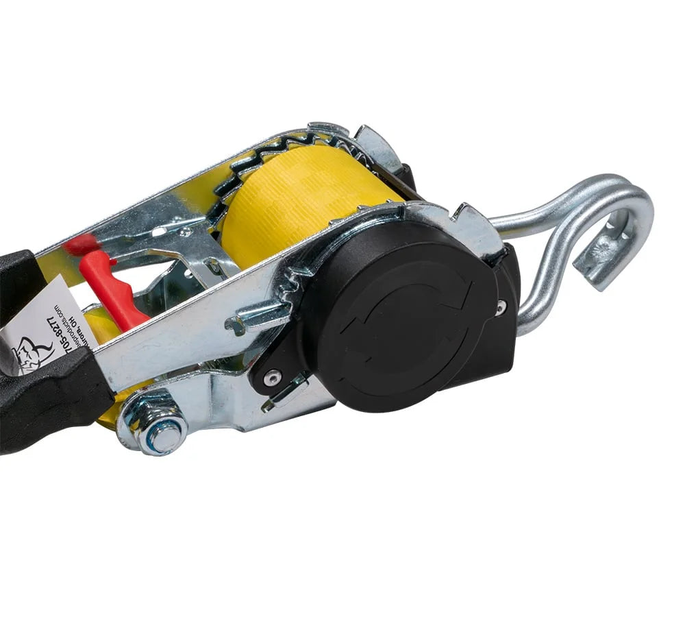 8 Pack 2" x 10' Retractable Ratchet Straps with Double J-Hook, 3,300 lbs Breaking Strength, Yellow U96539