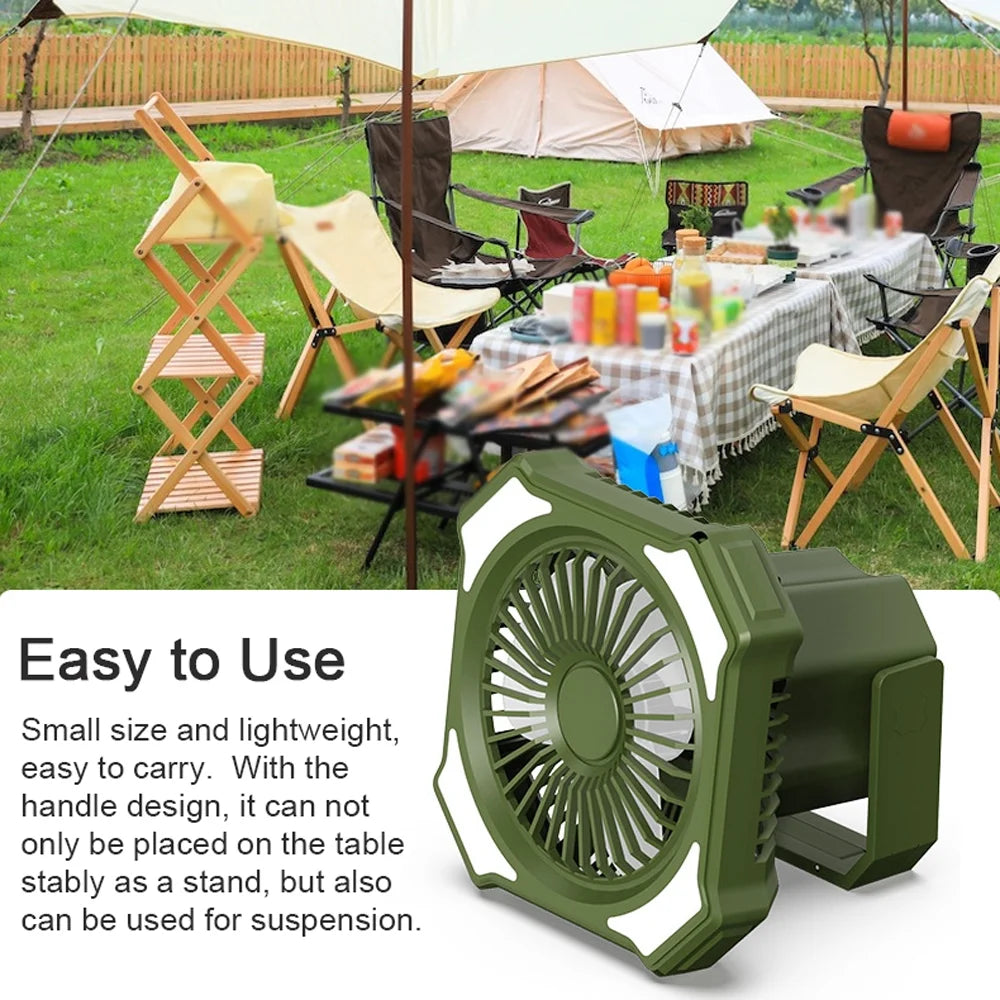 Camping Fan with LED Light USB Battery Operated Portable Power Bank with Remote Controller C80276