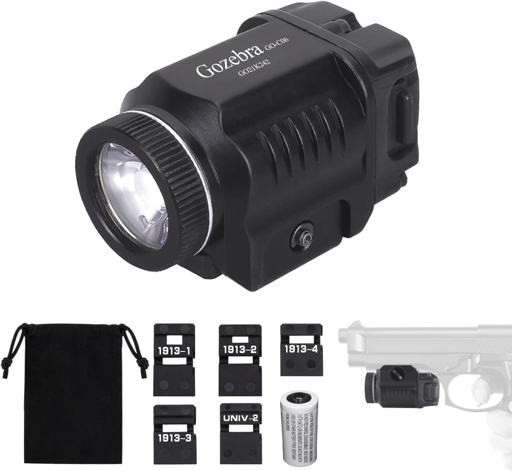 Tactical Flashlight, Pistol Light Rail Mounted 500 Lumens Compact Weapon Lights N98319