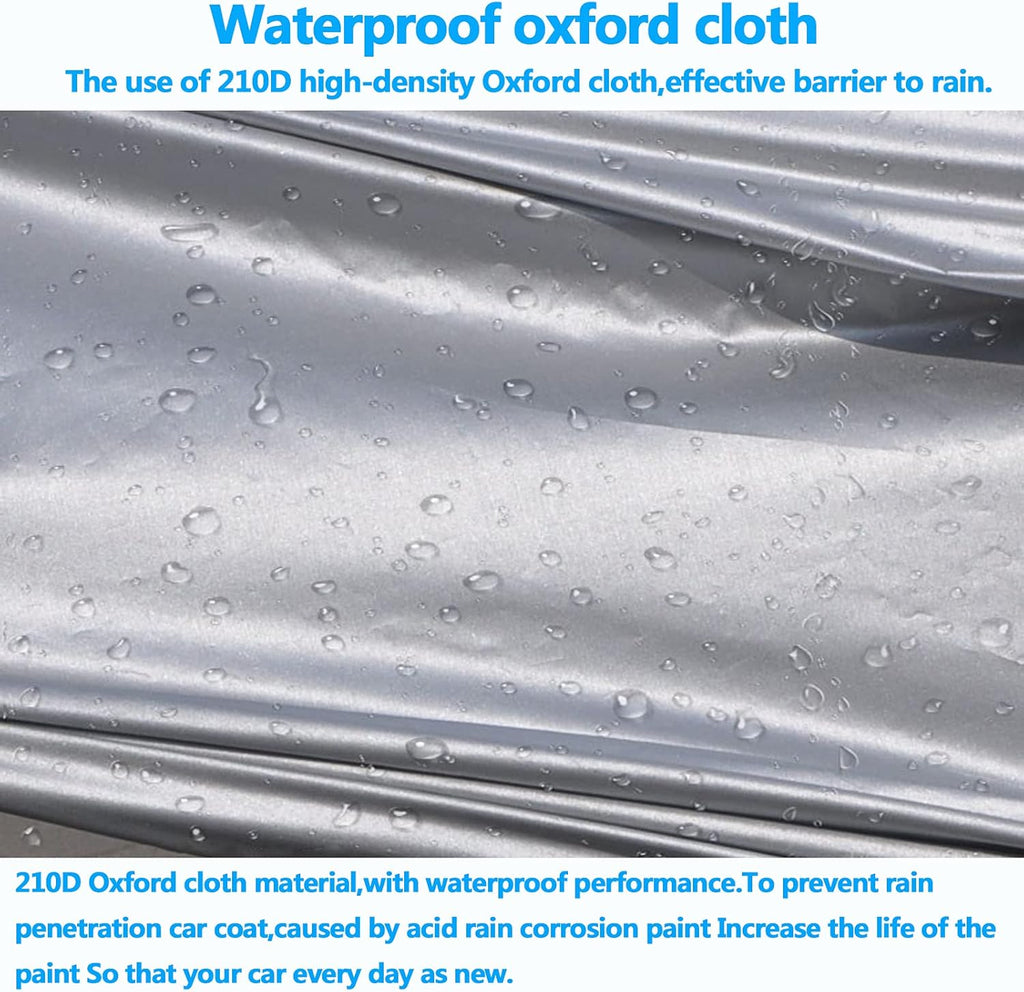 210D Oxford Waterproof Car Cover with Zipper Door, Reflective Strip, Windproof Straps Z628973