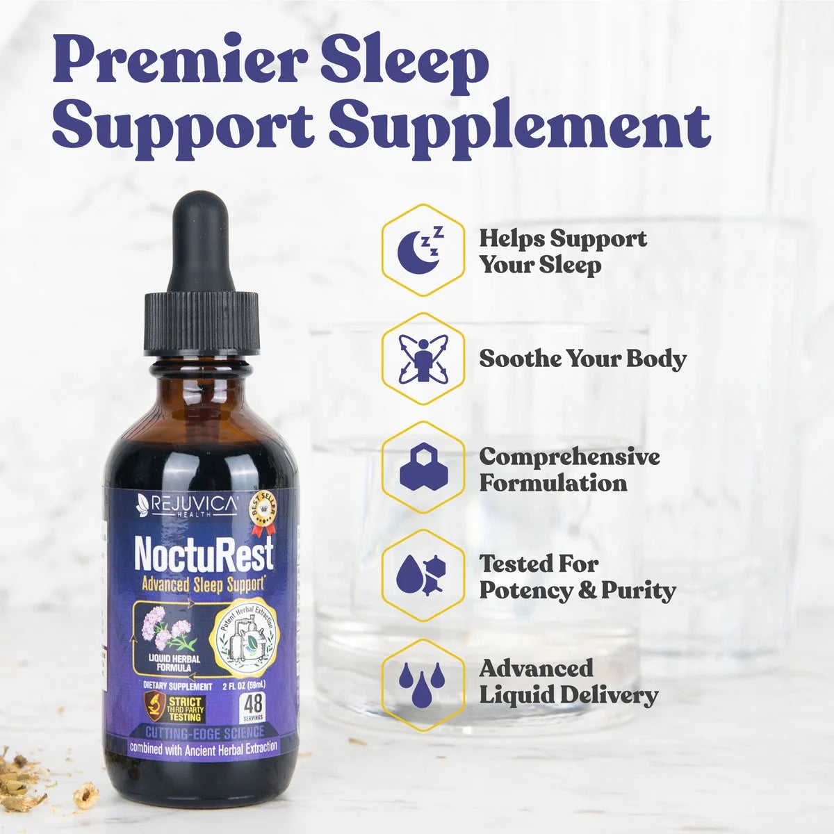 All-Natural Liquid Sleep Supplement with Melatonin, Magnesium, Chamomile W645761