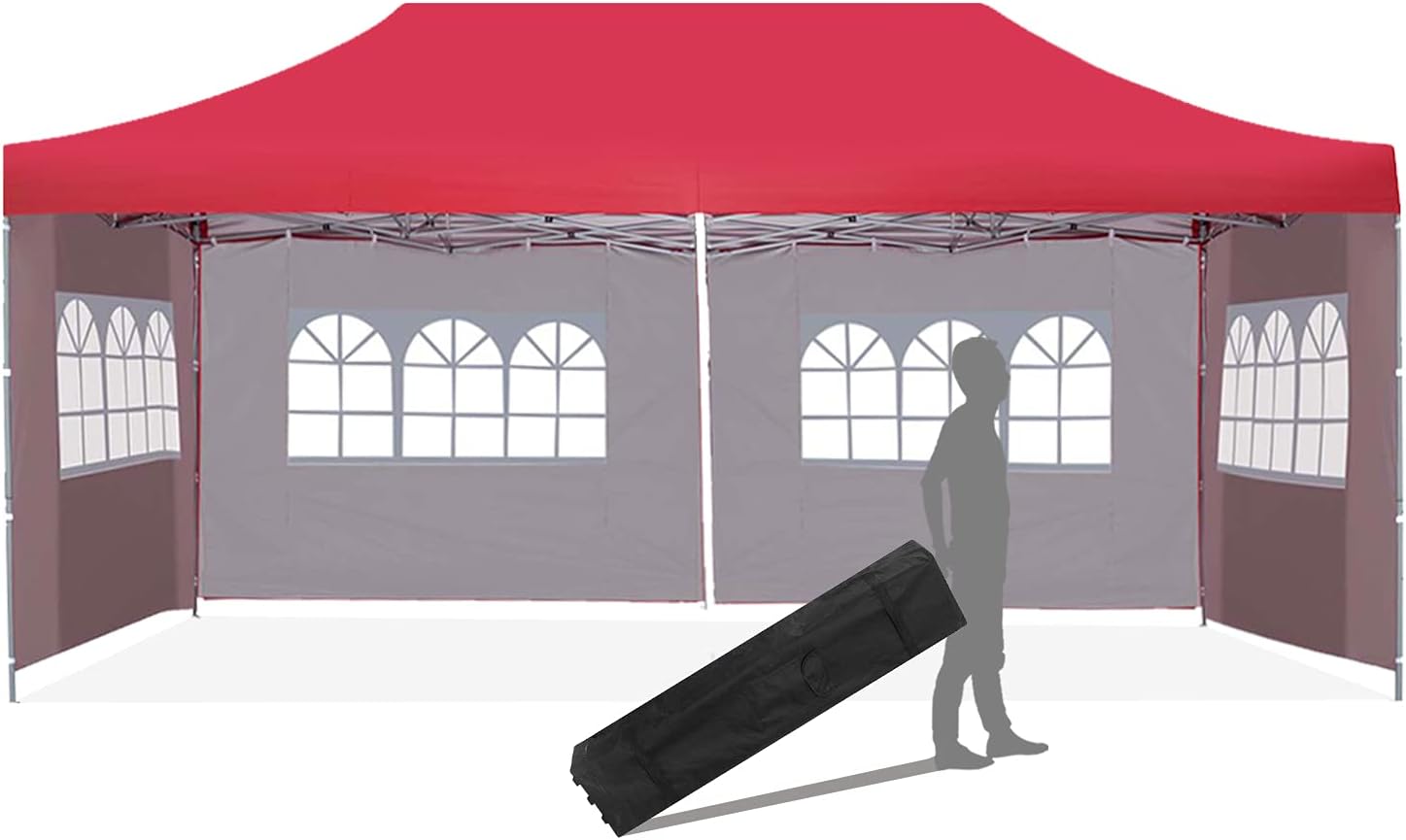 10x20 ft Pop up Canopy Tent with Removable Sidewalls and Wheeled Bag B850