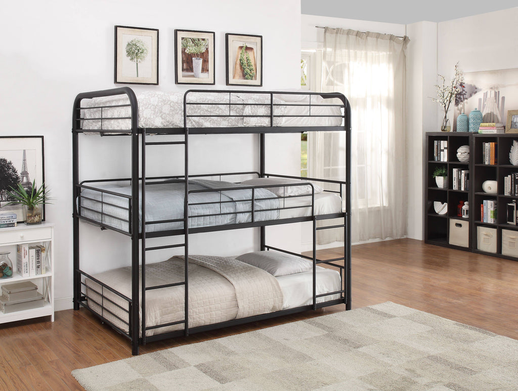 Triple Bunk Bed Full Sandy Black G80621