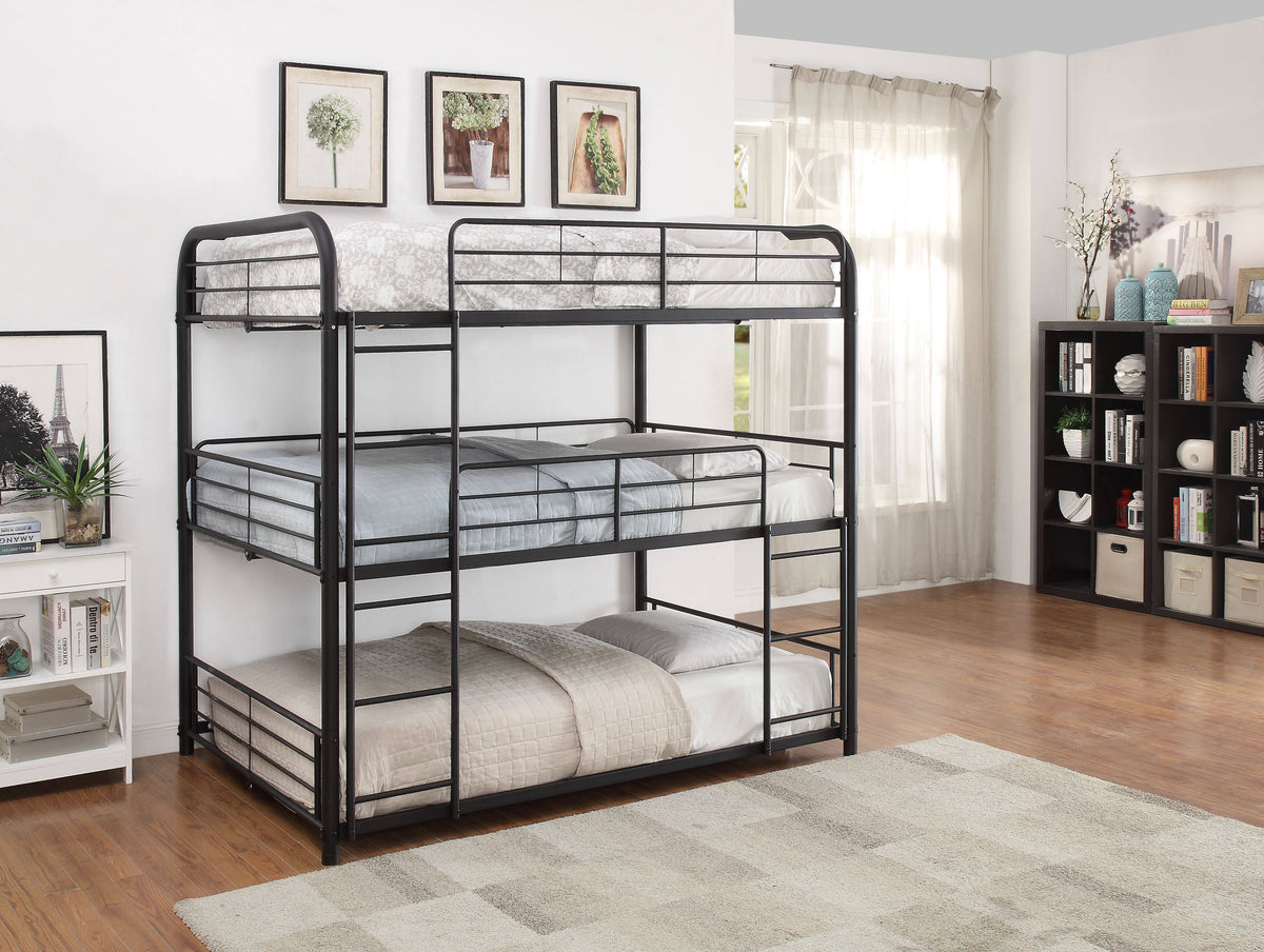 Triple Bunk Bed Full Sandy Black G80621