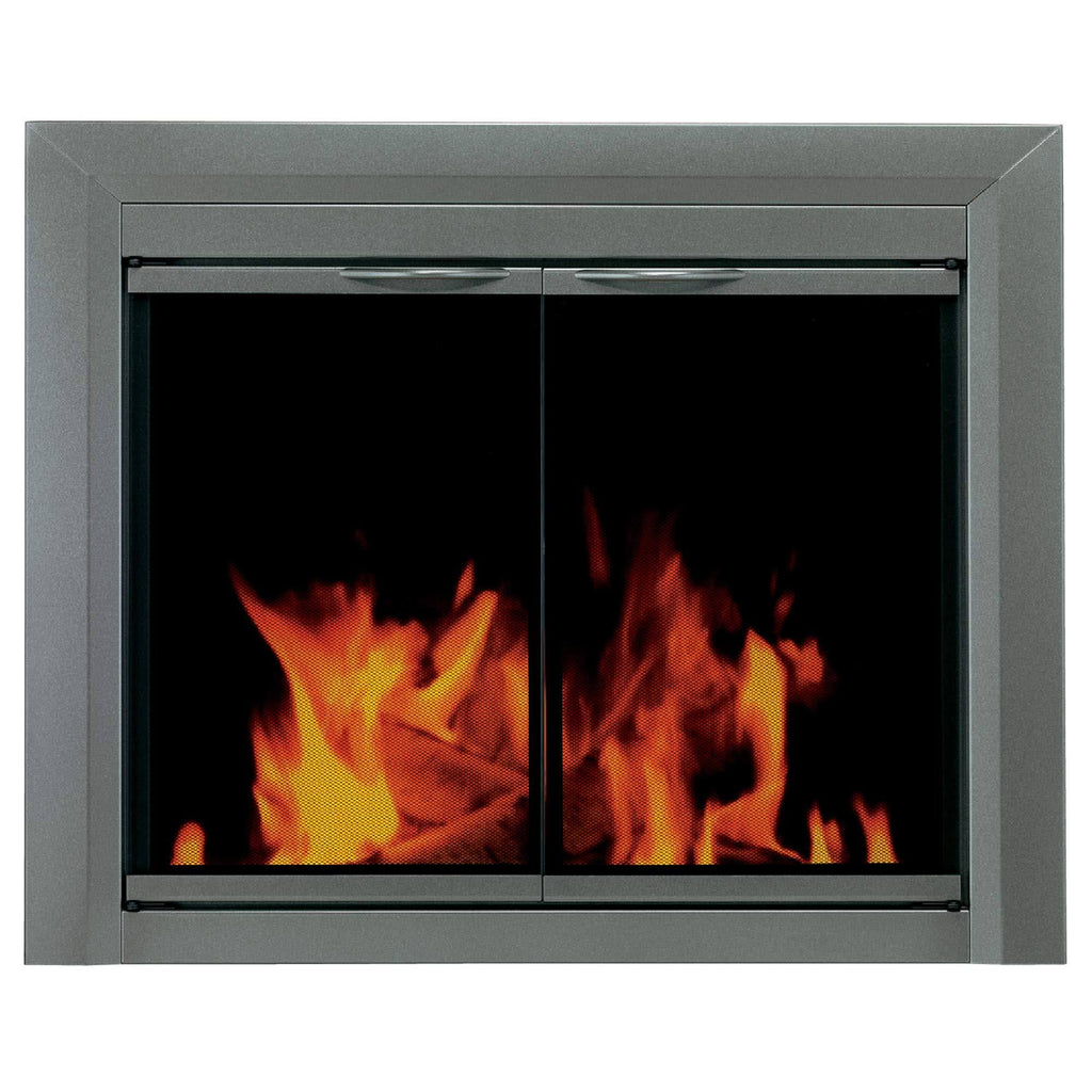 Gunmetal Large Fireplace Glass Door W4046