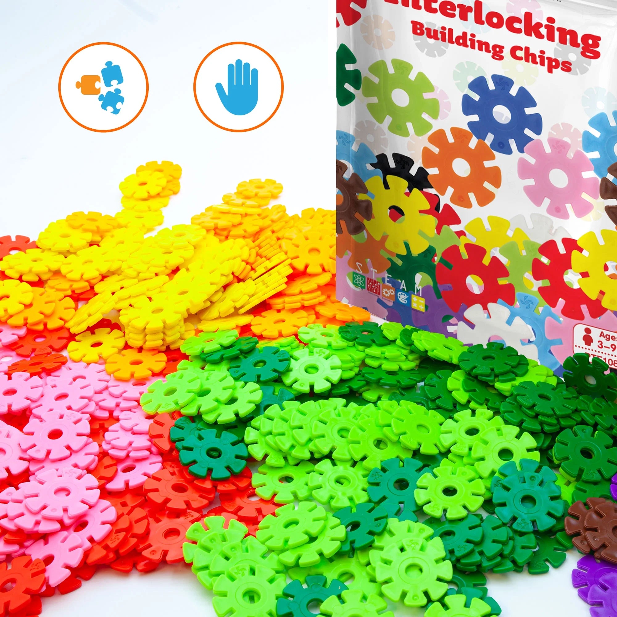 108 Pcs Interlocking Disc Construction Blocks in Light Blue R771363