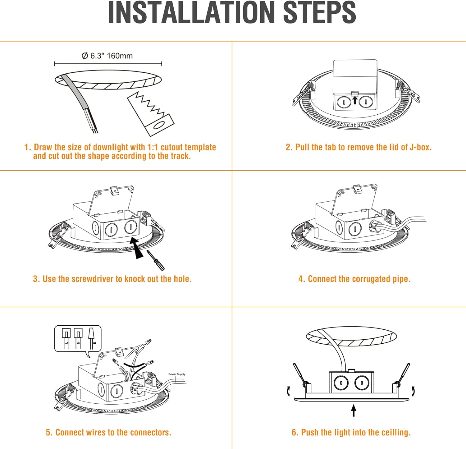 12 Pack 6 Inch 5CCT Dimmable LED Recessed Light with Integrated Junction Box, Canless Downlight L822161