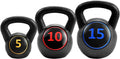 3 Pcs Vinyl Kettlebell Weights Set, 5, 10, 15 lbs C572949