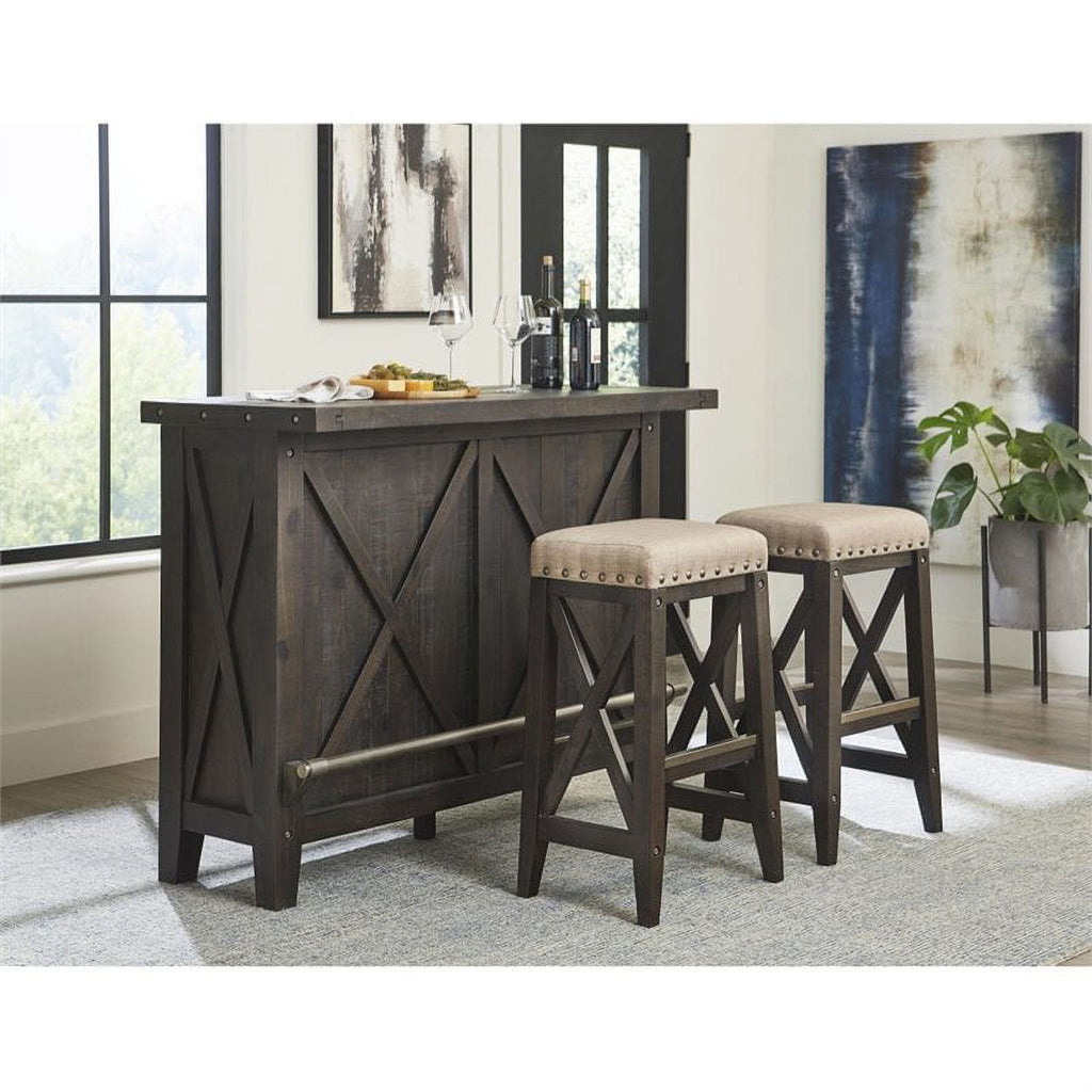 3 Piece Solid Wood Upholstered Bar Stool Set Y764550