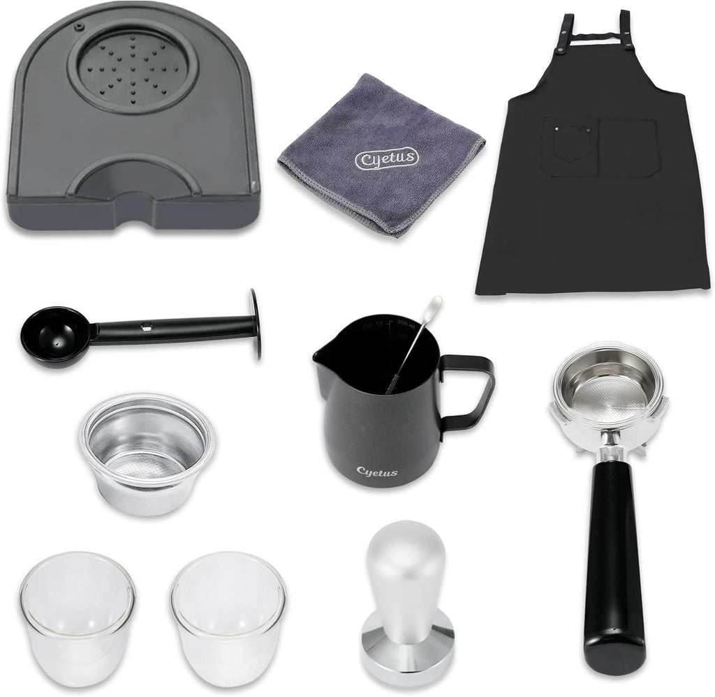 Black Espresso Machine with Milk Steam Frother Wand R87764