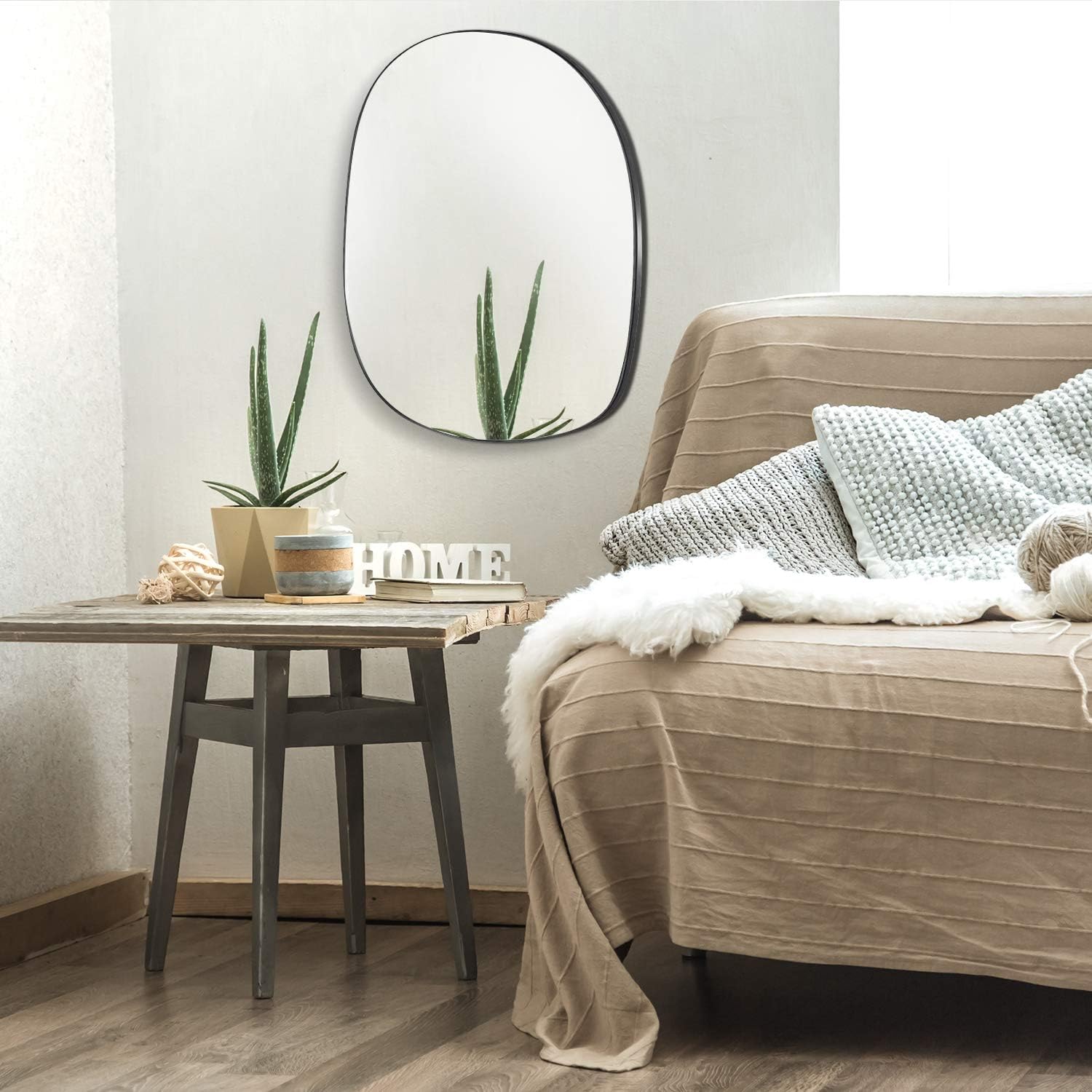 Asymmetrical Wall Mounted Mirror, 19.7 x 20.5 Inches S147