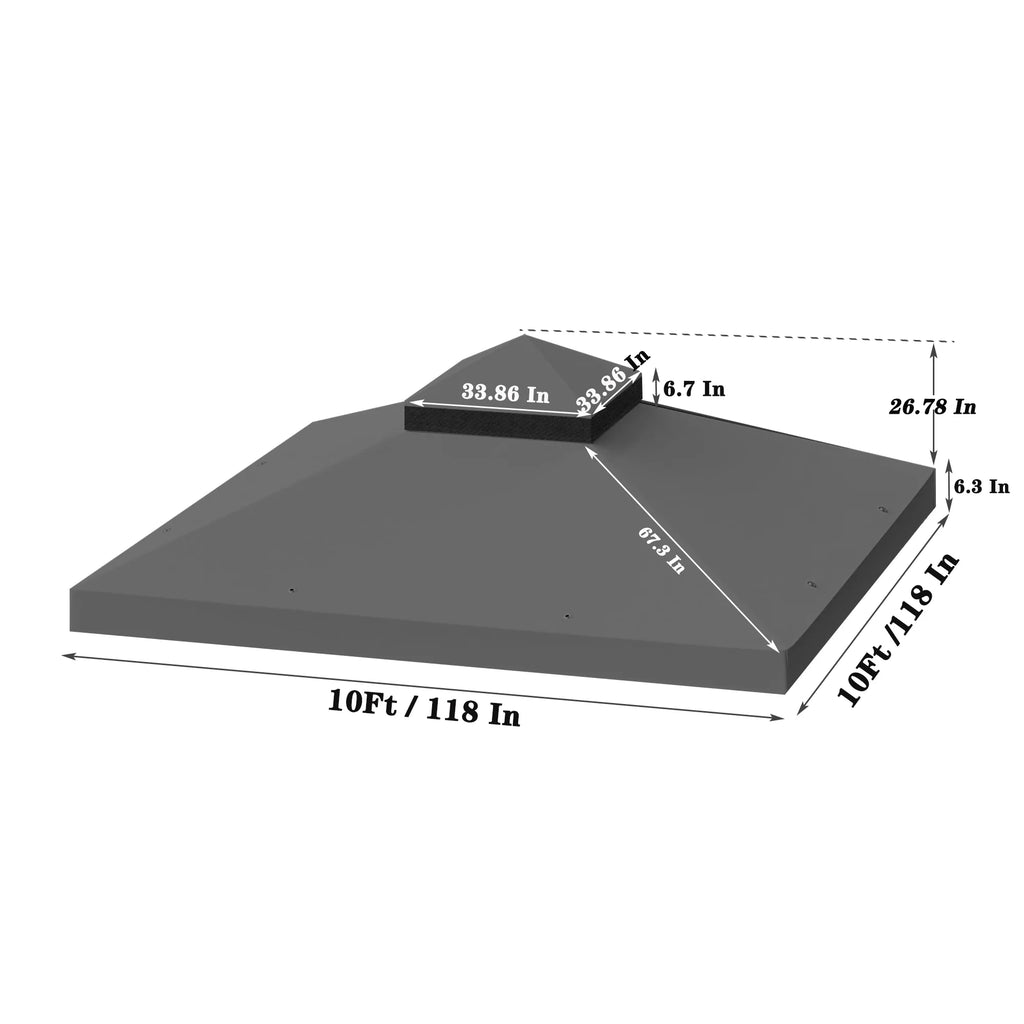 10x10 Ft Double Tiered Gazebo Replacement Canopy U888163
