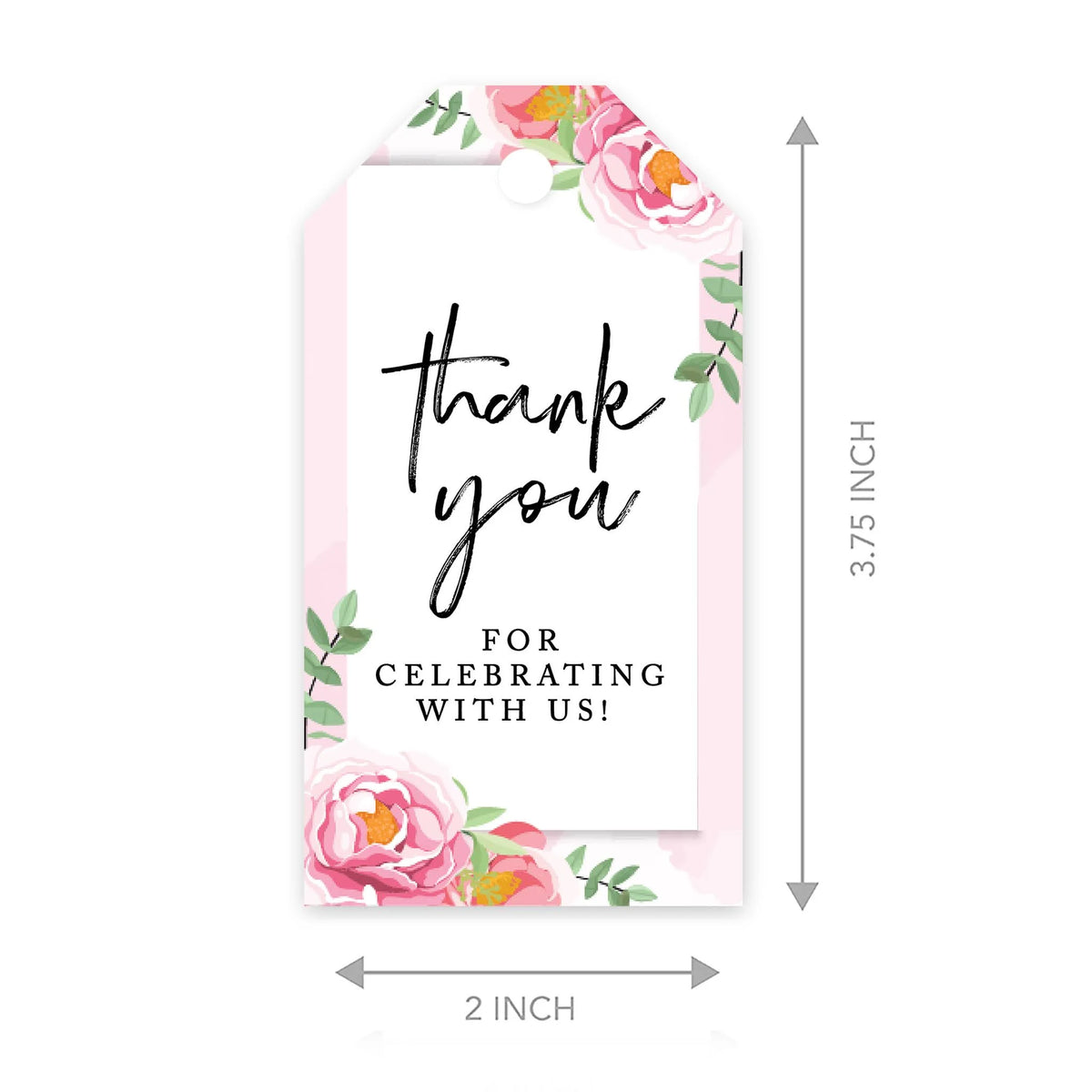 Pink Peonies Cardstock Gift Tags with Bakers Twine 100-Pk I6179