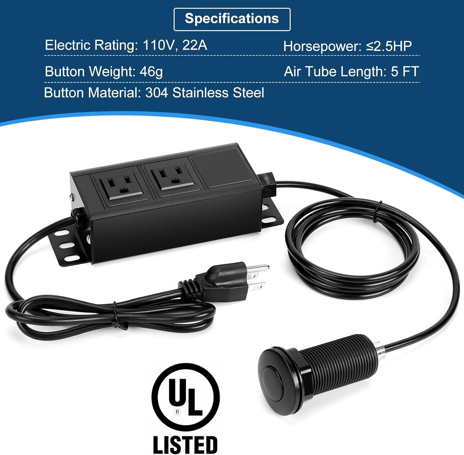 Black Stainless Steel Sink Top Air Switch Kit L7804