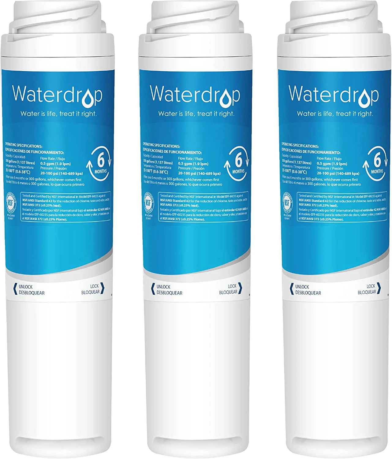 Refrigerator Water Filter, Pack of 3 H80981