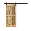 Distressed Mid-Bar Solid Pine Wood Interior Sliding Barn Door with Hardware Kit M175177