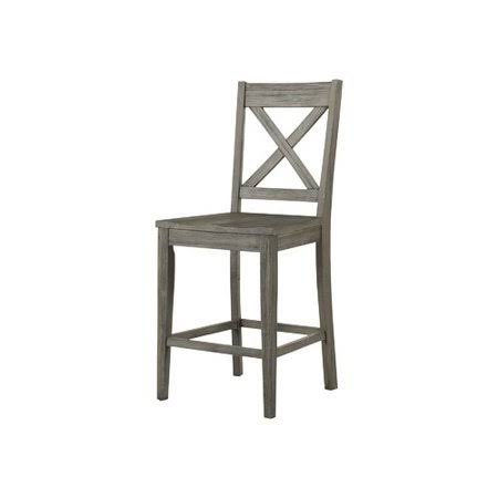 Solid Wood Counter Stool (Set of 2) Distressed Gray P74810