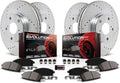 Front and Rear Carbon Fiber Brake Pads with Drilled & Slotted Brake Rotors Kit O6805