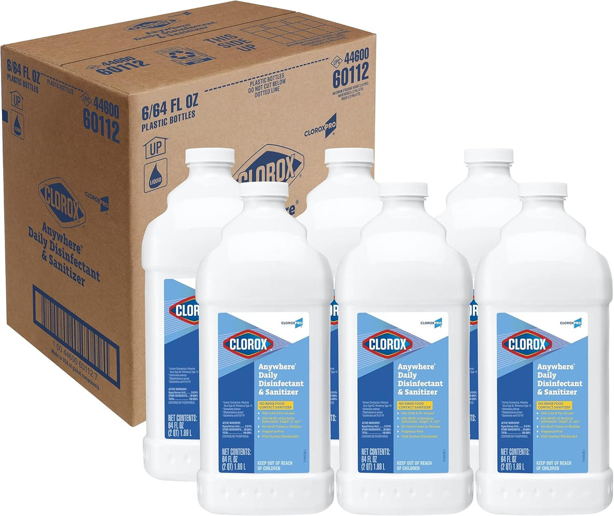 Anywhere Daily Disinfectant and Sanitizer, 64 Fluid Ounces (Pack of 6) B8899