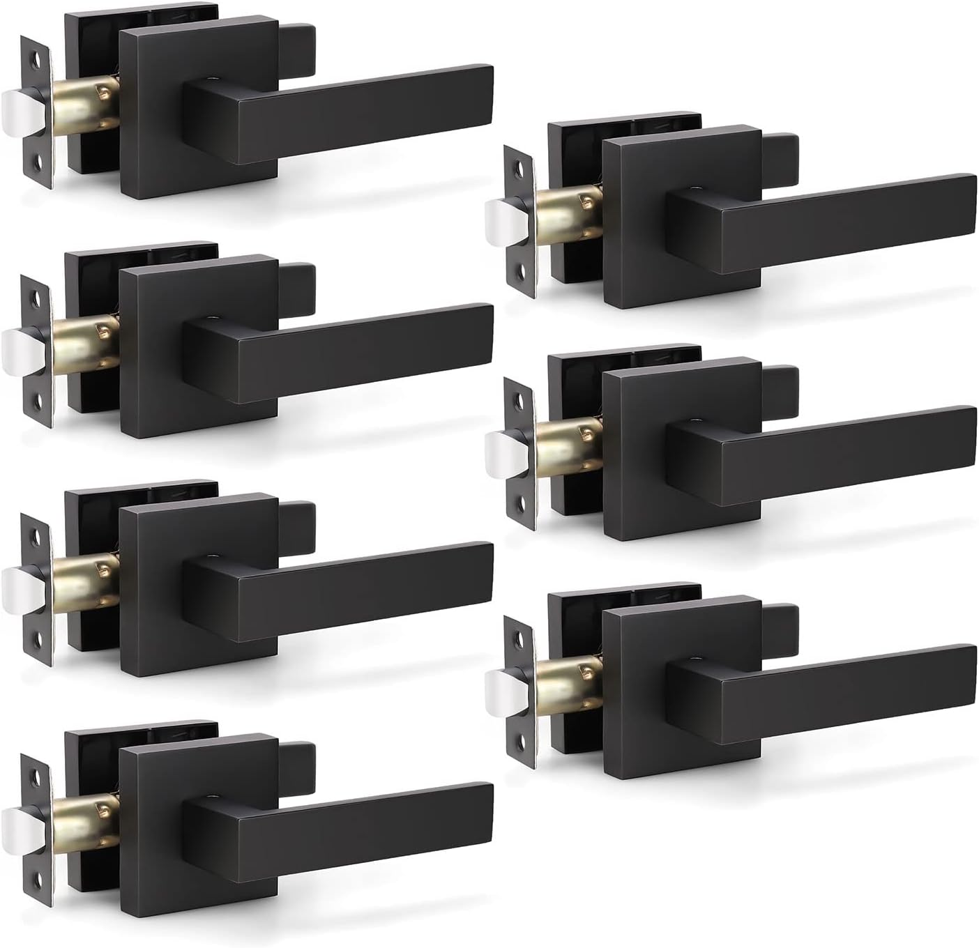 Matte Black 8 Pack Interior Door Lever Handles X840306