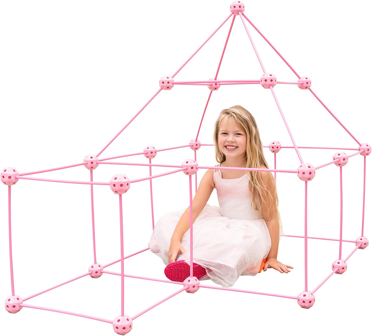 77 PCs Fort Building Kit with Orange Sheet and Glow in The Dark Sticks I329