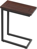 Industrial Side Table with Rolling Casters, Steel Frame, Light Walnut, Pack of 2 O65302