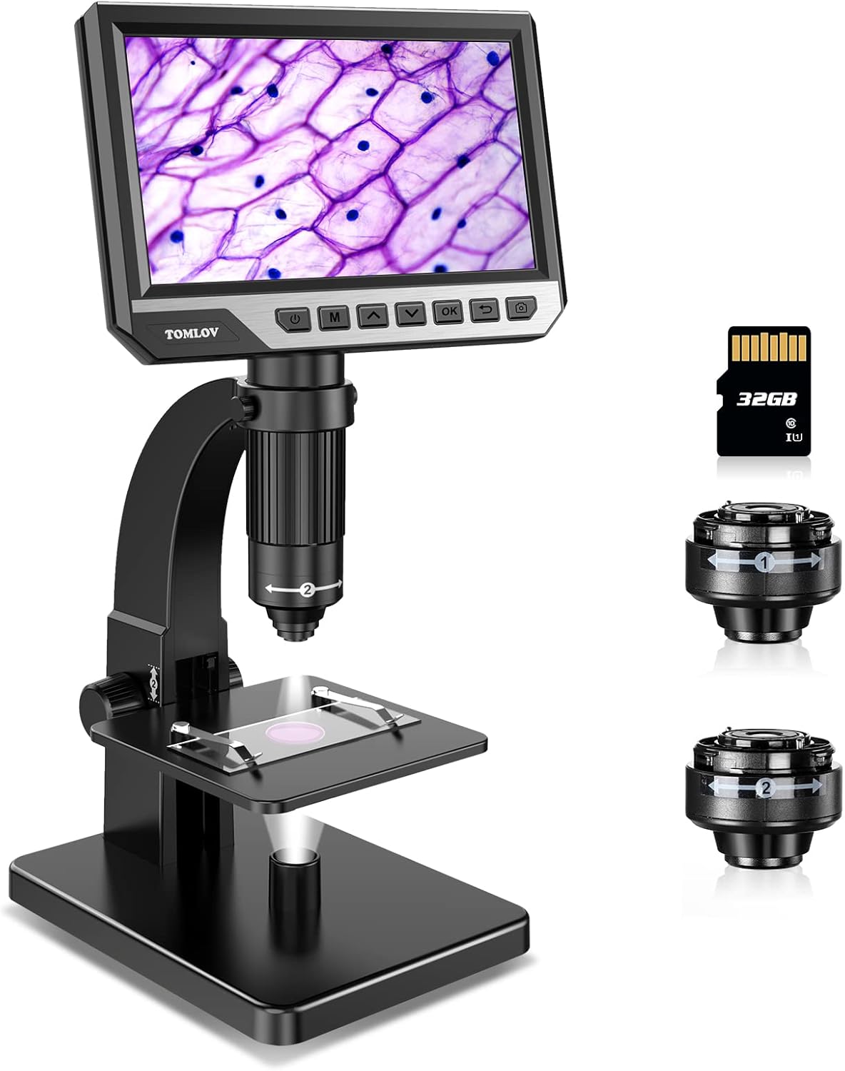 7'' IPS Display Digital Microscope with 2000X Dual Lens N253