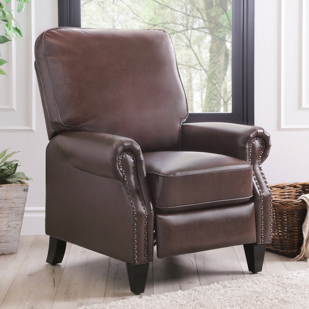 Brown Leather Pushback Recliner B4096