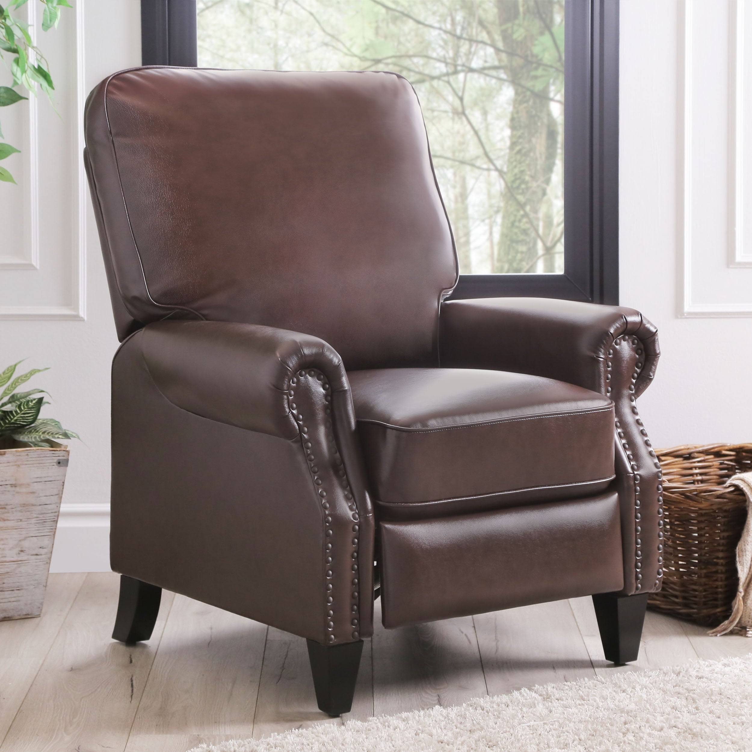 Brown Leather Pushback Recliner B4096