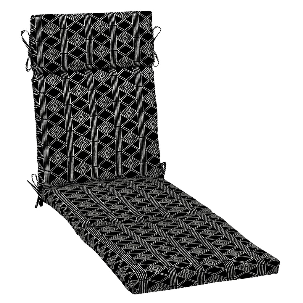 Black Global Stripe Outdoor Chaise Lounge Cushion L270