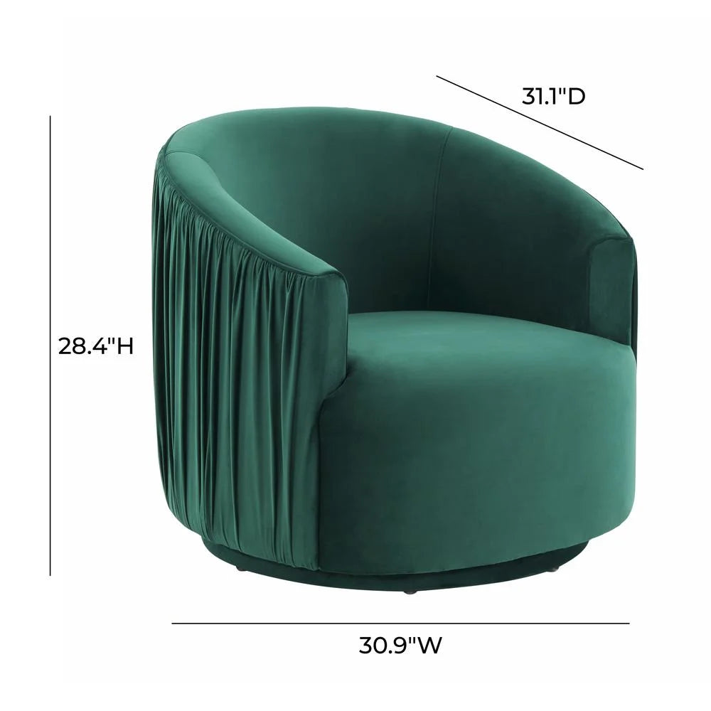 Forest Green Pleated Velvet Swivel Chair M53898