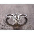 14K White Gold Plated Halo Ring C60063