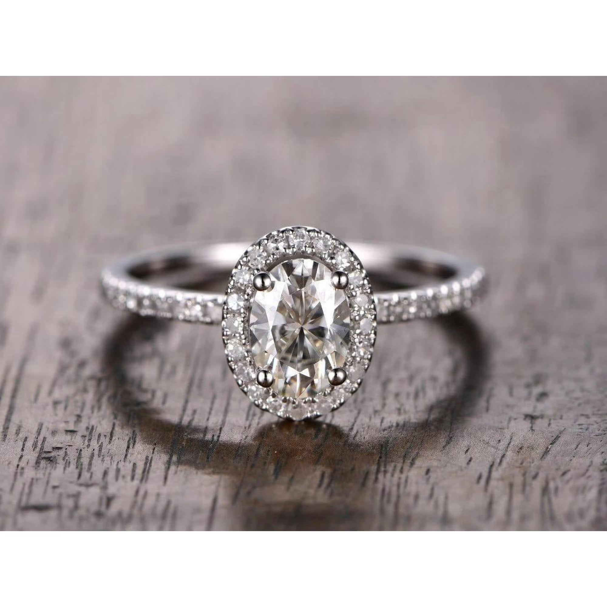 14K White Gold Plated Halo Ring C60063