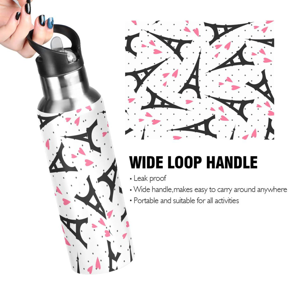 Stainless Steel Insulated Vacuum Flask Water Bottle with Straw Lid F955
