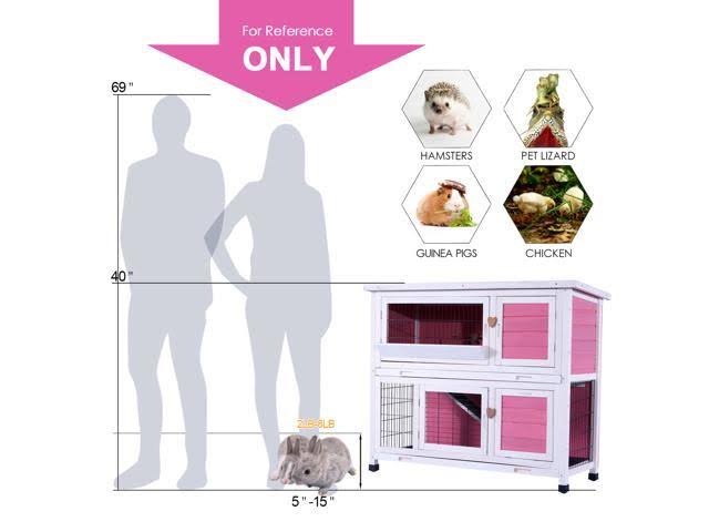 40x22 Wooden Rabbit Hutch Pet Cage Pink S4068