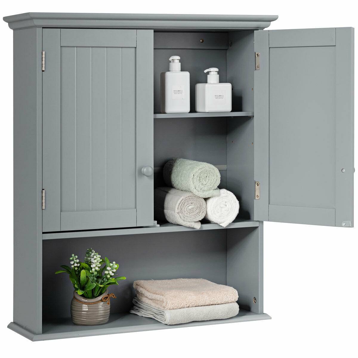 Gray Wall Mount Bathroom Storage Cabinet W516776