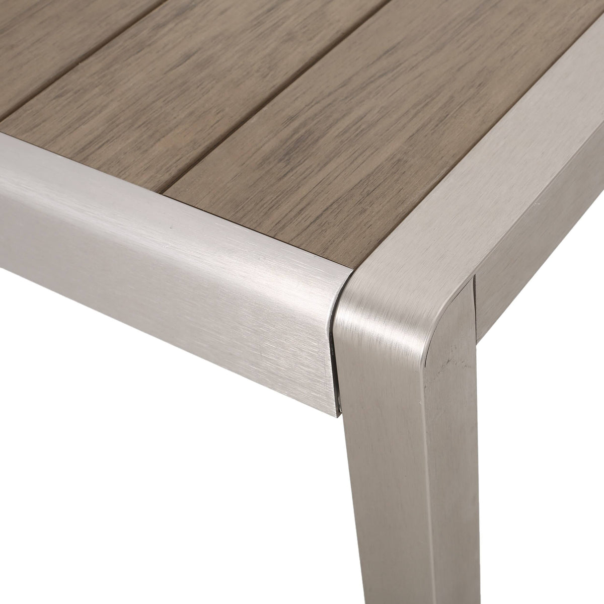 Gray Aluminum Dining Bench with Faux Wood Seat M230973