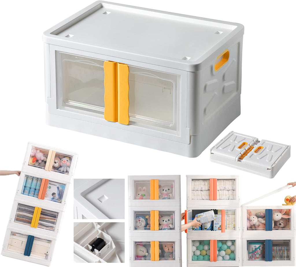 52L Plastic Storage Bins With Lids (White and orange) I911462