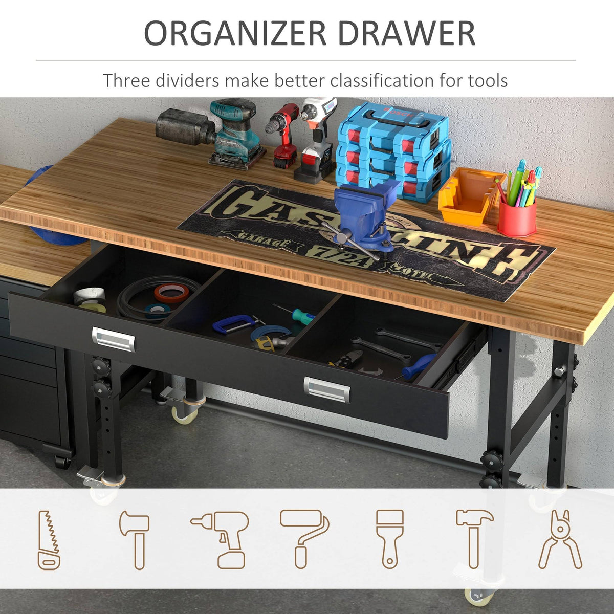 Mobile Workbench with Four Lockable Casters I999