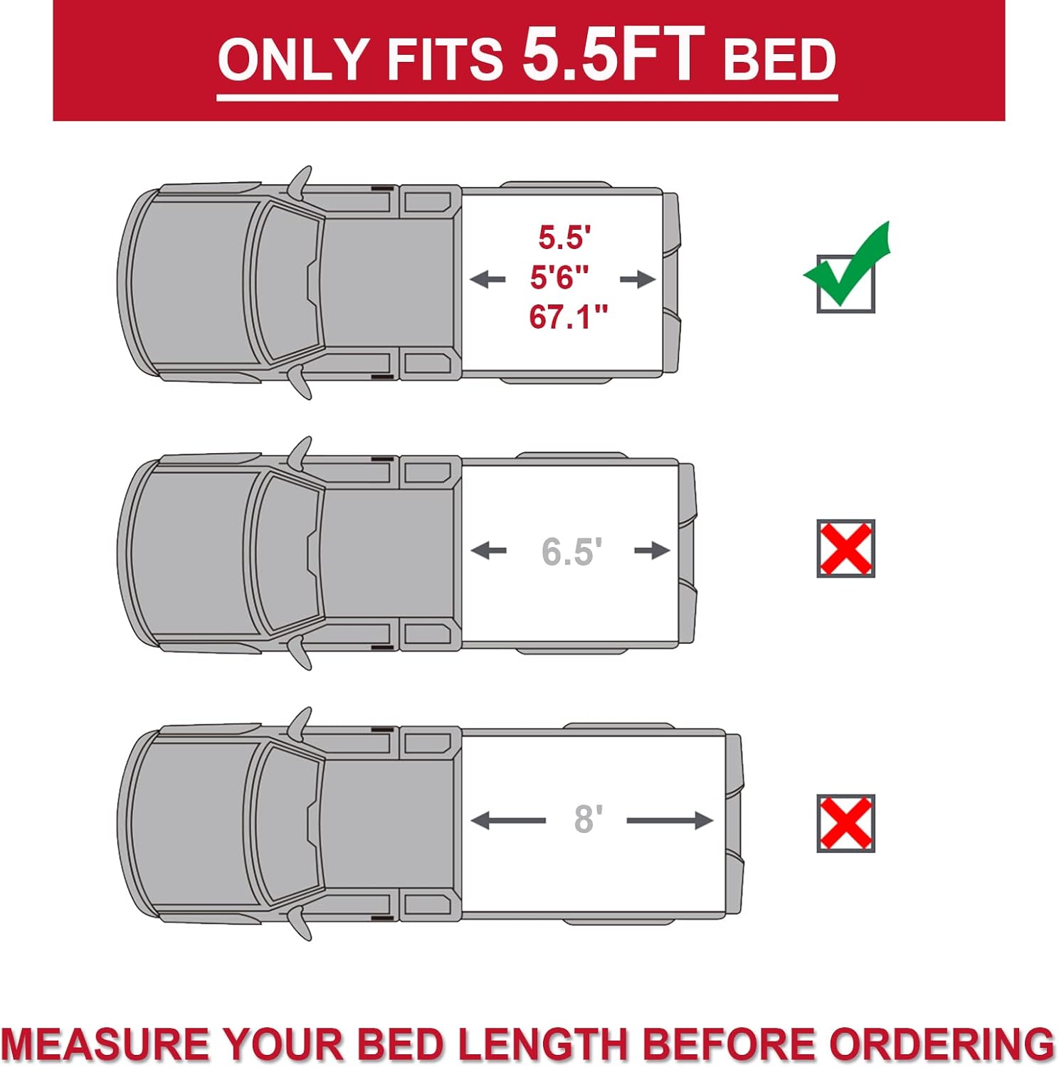 5.5 FT Soft Tri-Fold Truck Bed Tonneau Cover M517