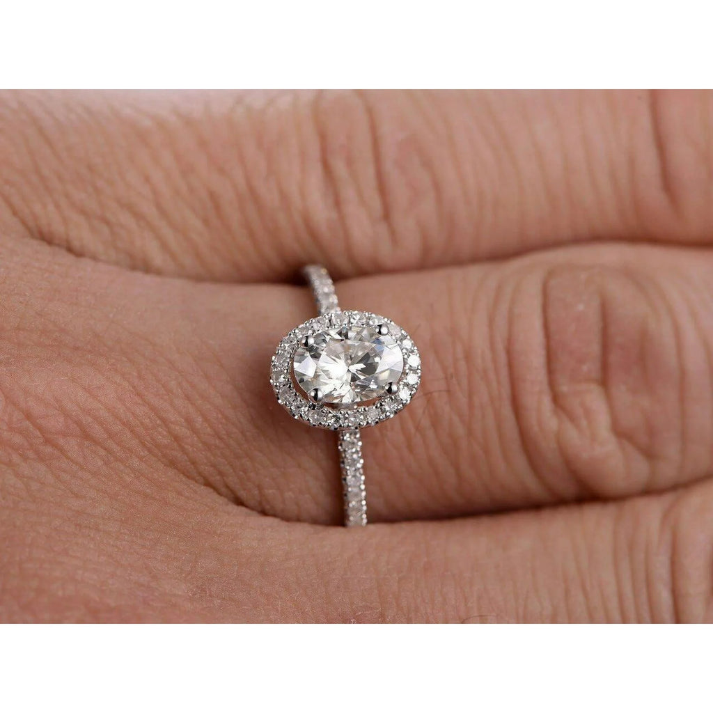 14K White Gold Plated Halo Ring C60063