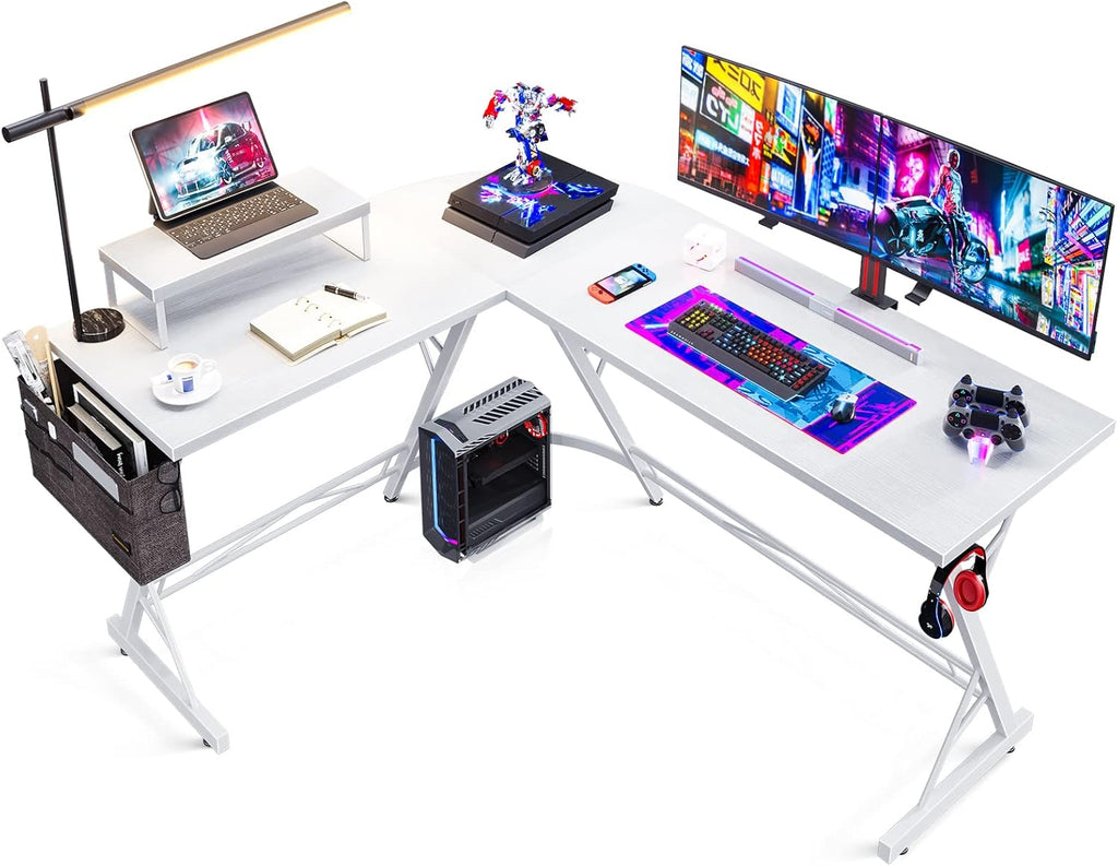 58" L Shaped Computer Desk with Monitor Stand D6374