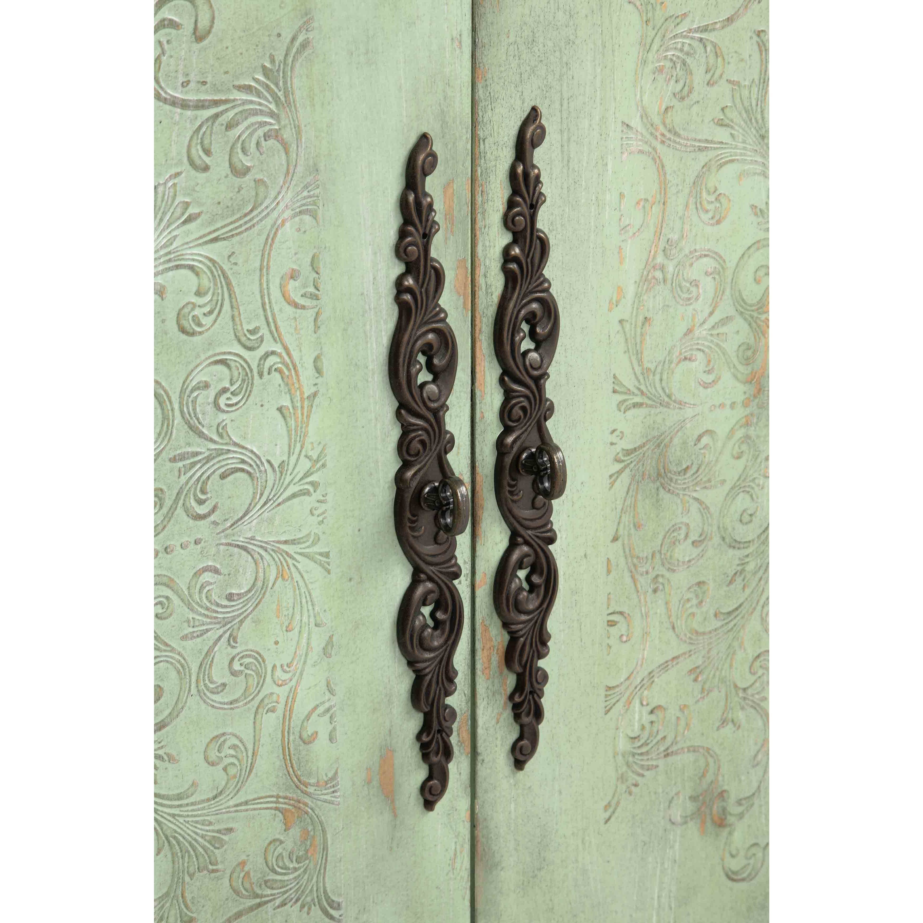 Antique Brown and Green Accent Cabinet K565