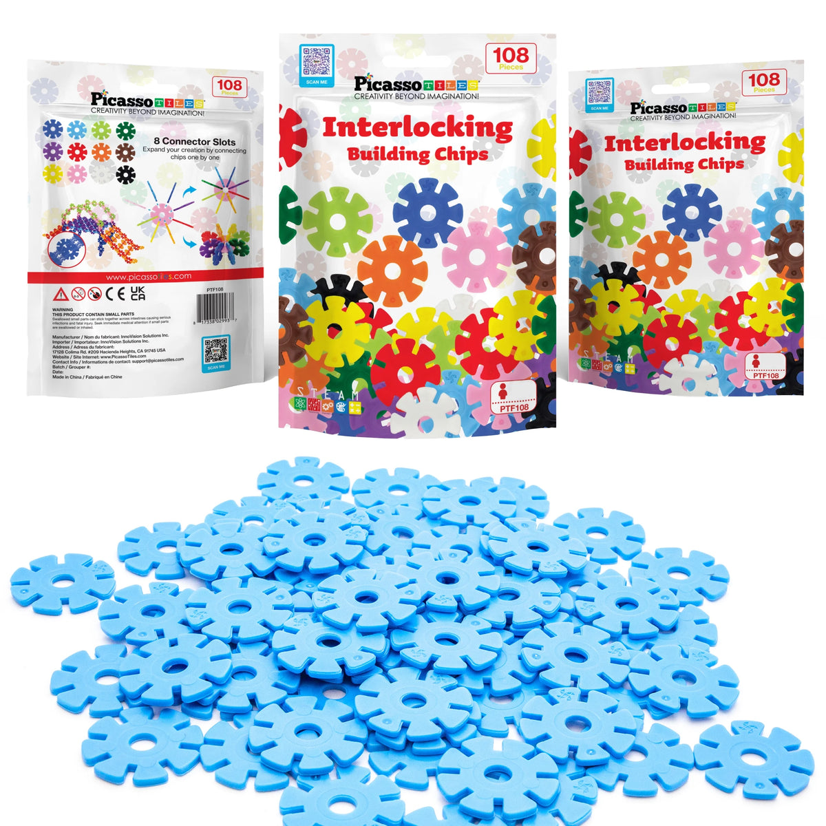108 Pcs Interlocking Disc Construction Blocks in Light Blue R771363
